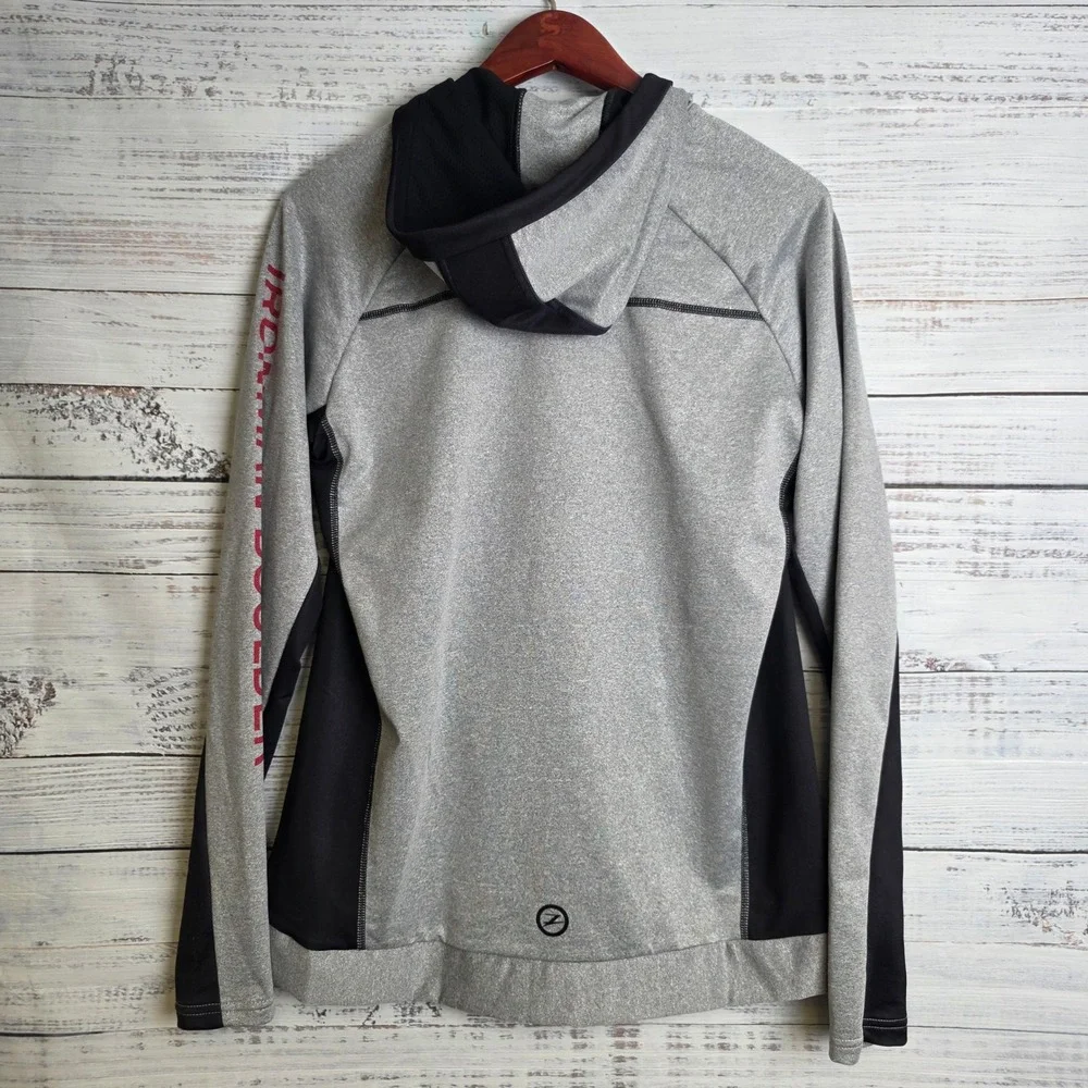Zoot Ironman Boulder Full Zip Hoodie Womens Large Gray Black Colorado Athletic L
